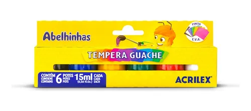TEMPERA GUACHE 15ML 6 CORES ACRILEX