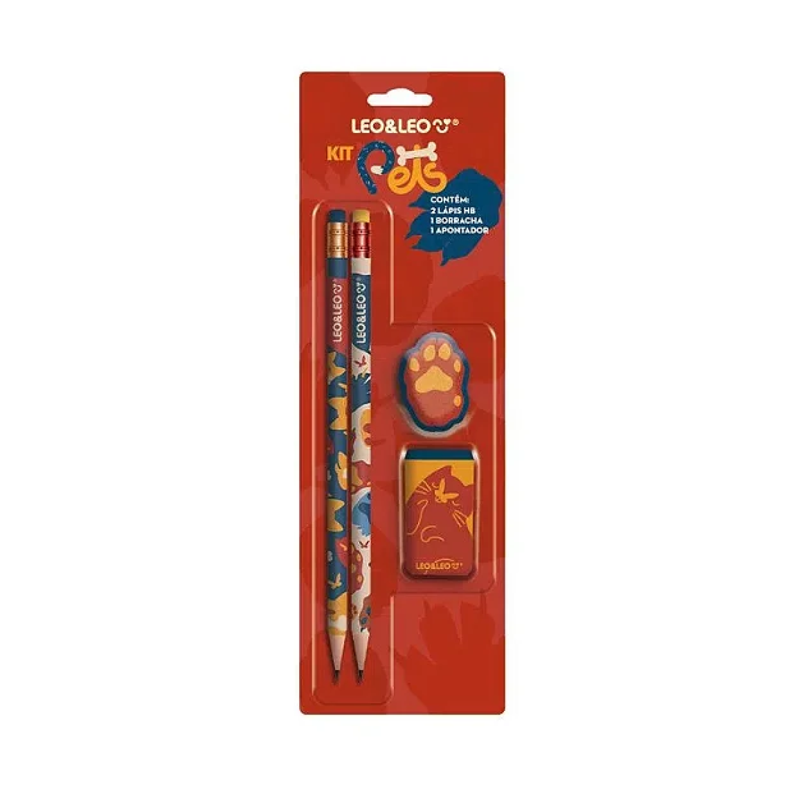 KIT PETS-2 LAPIS DE ESCREVER+BORRACHA+ APONTADOR