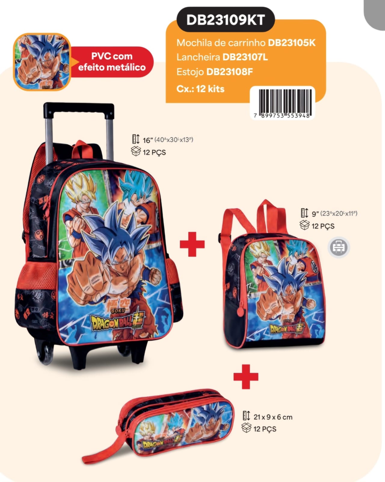 MOCHILA RODINHA KIT DRAGON BALL